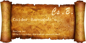 Csider Barnabás névjegykártya